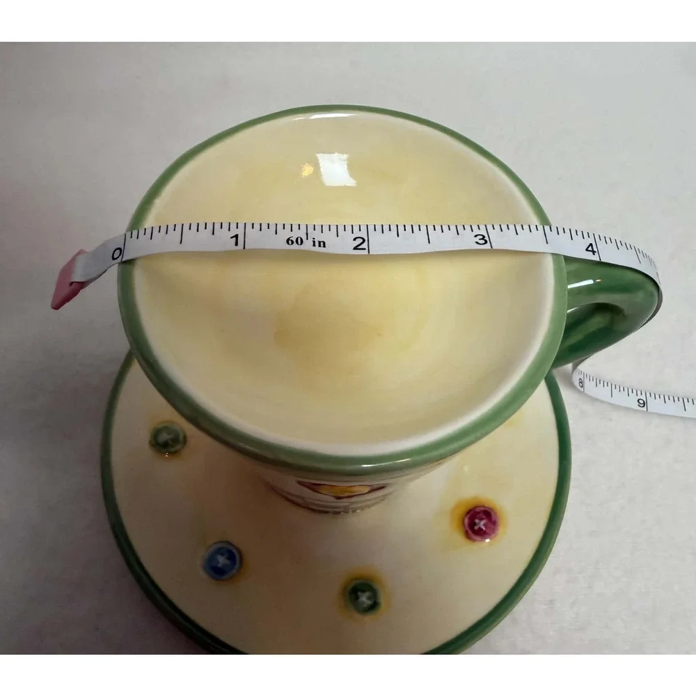 Vintage Teacup Wax Tart Warmer Hearts Buttons Checkerboard Whimsical Country